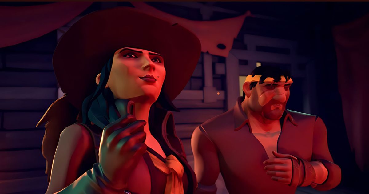 a man and a woman are standing next to each other in Sea of Thieves Season 13