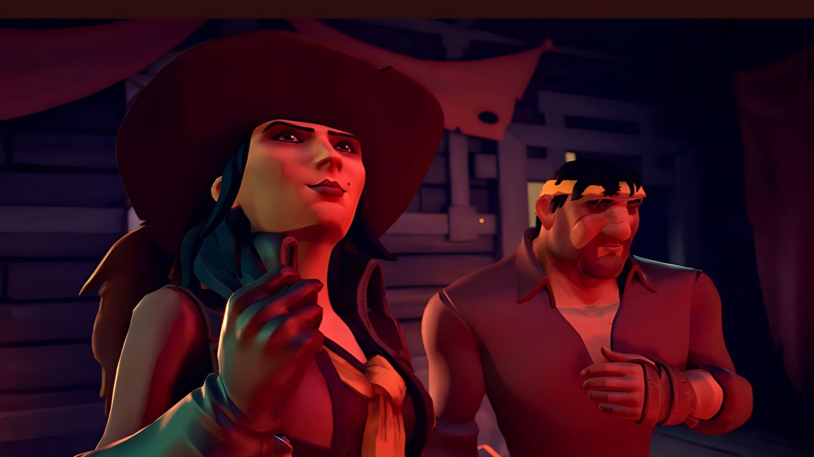 a man and a woman are standing next to each other in Sea of Thieves Season 13
