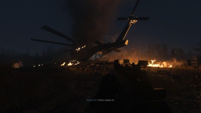 Modern Warfare 2 helicopter wreckage