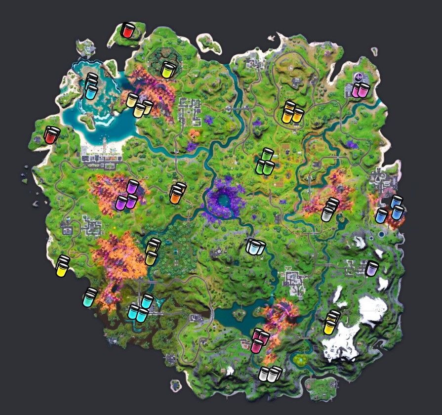 Fortnite Color Bottles Locations Map In Season 8