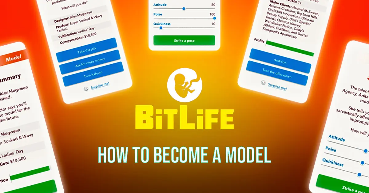 BitLife artwork showing the logo at the center surrounding by five different resumes.