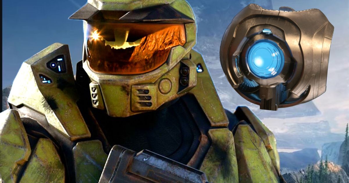 Halo: Combat Evolved Master Chief standing next to 343 Guilty Spark 