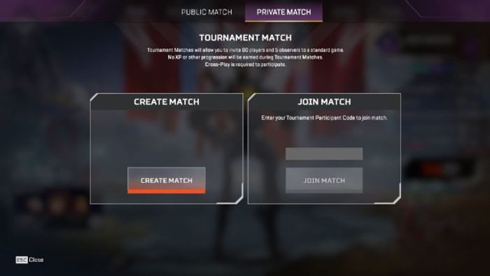 Apex Legend private match screen