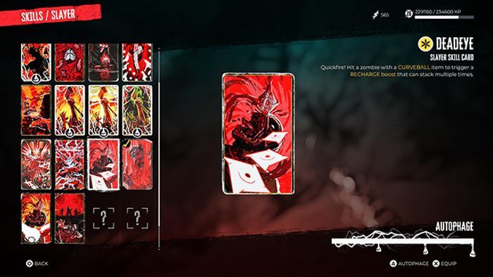 Screenshot showing Dead Island 2 Deadeye Skill Card