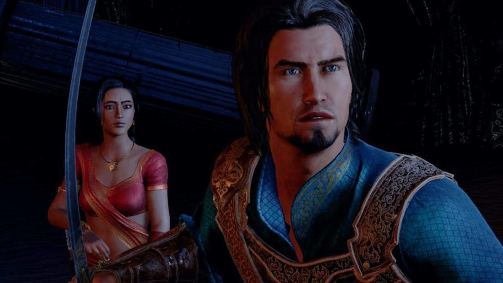 The Prince and Farah are standing next to each other in Prince of Persia: Sands of Time