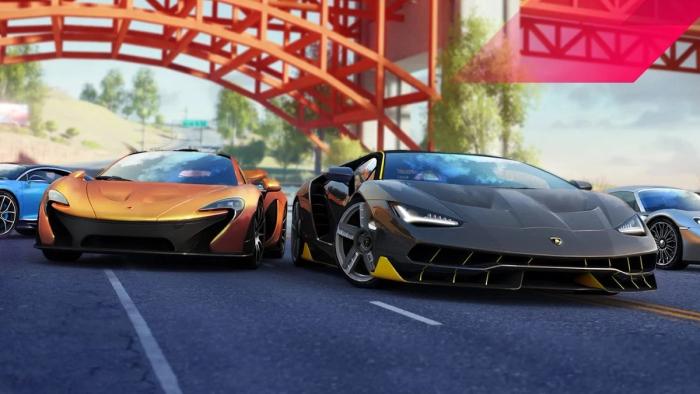 Two sports cars race side by side in Asphalt 9: Legends.