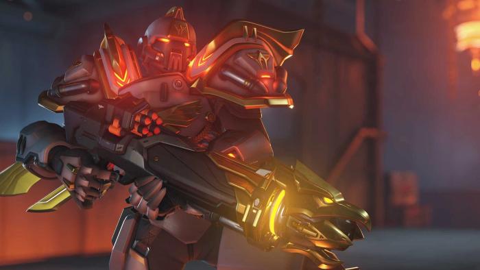 A mechanised soldier wielding a gun in Overwatch 2.