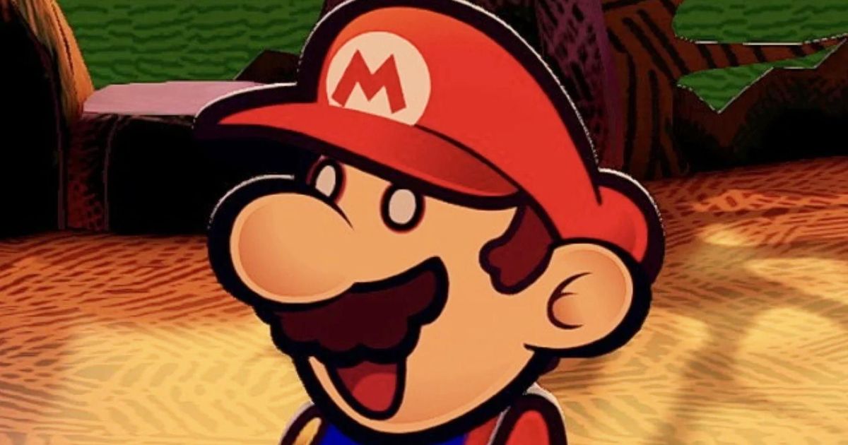 A close up of Nintendo's Paper Mario making funny face