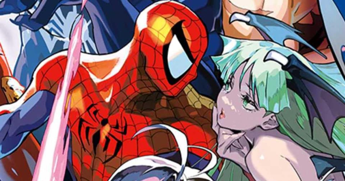 Spider-Man and Morrigan flirt in Marvel vs Capcom