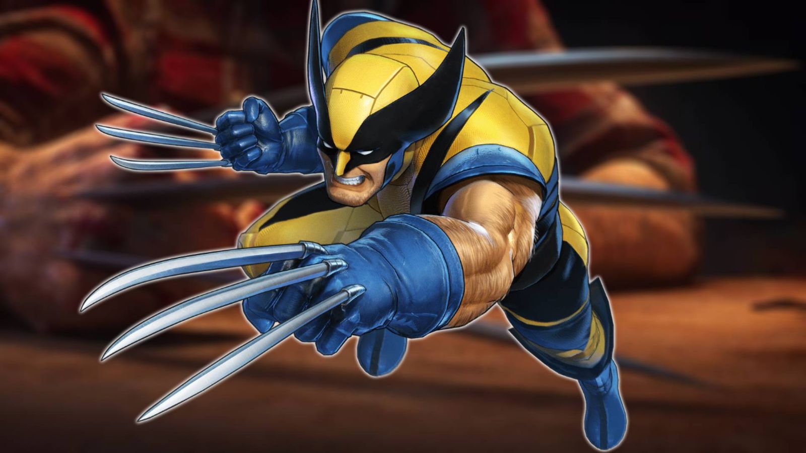 Wolverine is flying through the air with his claws out
