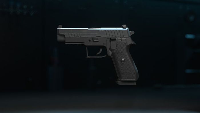 Screenshot of Warzone 2 pistol on black speckled background