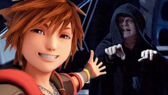 sora from kingdom hearts holding his hand out to Star Wars’ Emperor Palpatine 