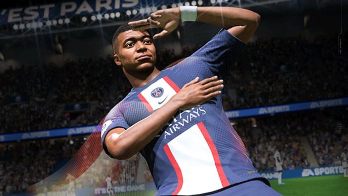 Screenshot of EA Sports FC 24 Kylian Mbappe saluting