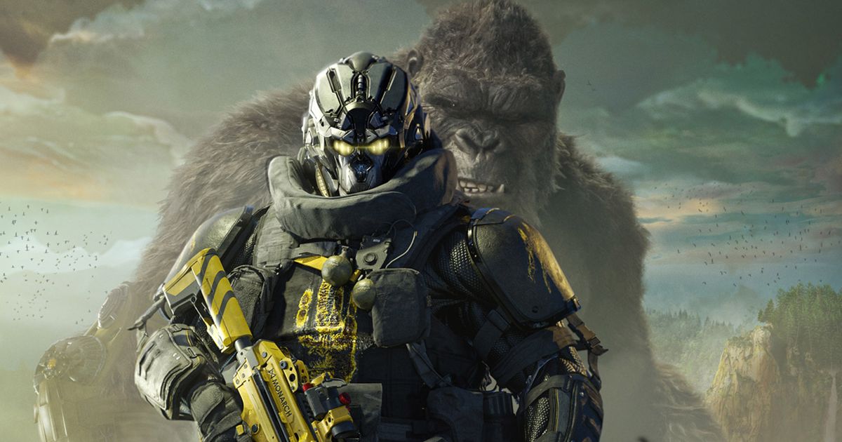 Modern Warfare 3 player wearing Godzilla x Kong skin with Kong in background