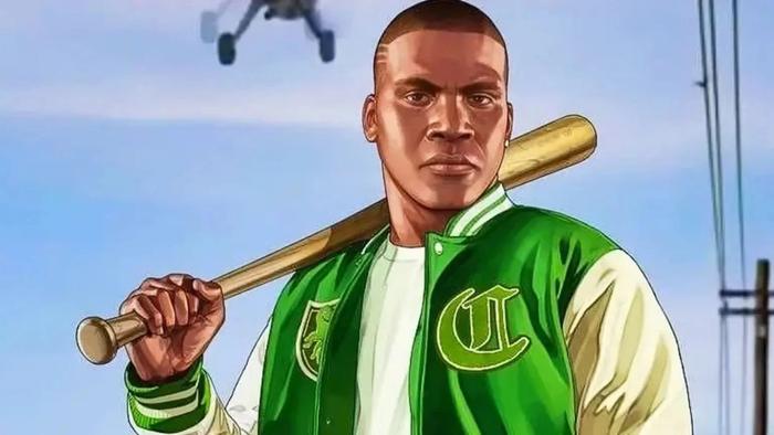 Franklin holding baseball bat in GTA V