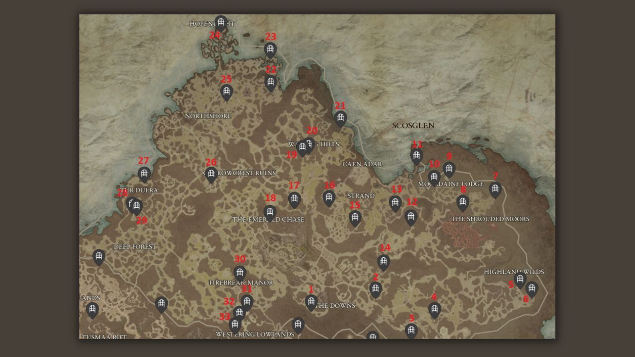 All Diablo 4 dungeon locations