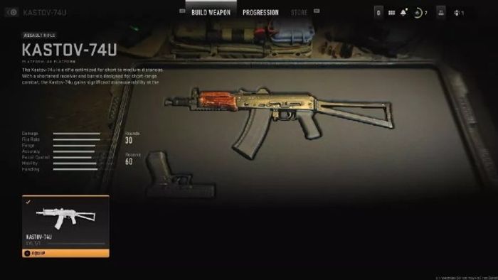 Image showing Kastov 74u in Modern Warfare 2 gunsmith