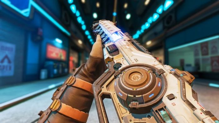 Screenshot of Apex Legends player holding a Nemesis Burst AR