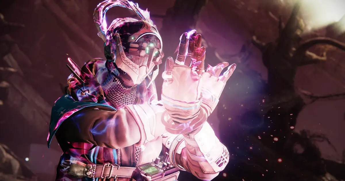 An upper body shot of a Warlock posing with their hands crossed directly in front of them as they turn Transcendent using Prismatic in Destiny 2 The Final Shape.