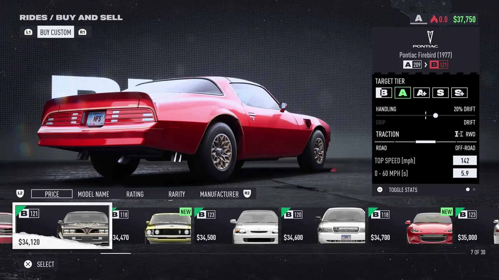 Need for Speed Unbound best starter car Pontiac Firebird