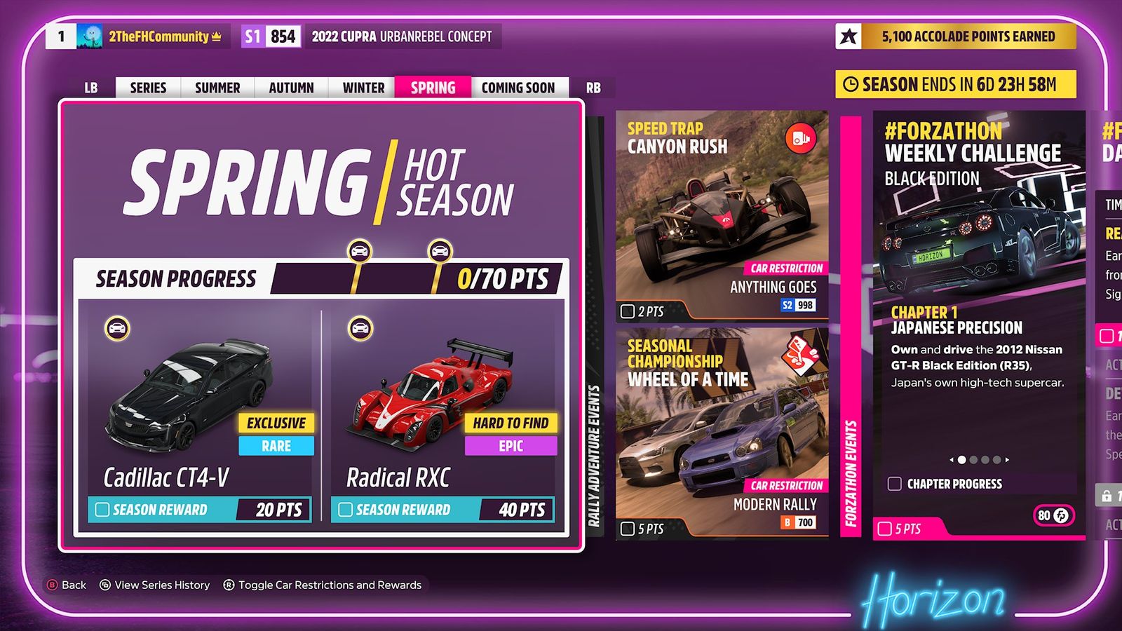 Midnights at horizon spring festival playlist in Forza Horizon 5