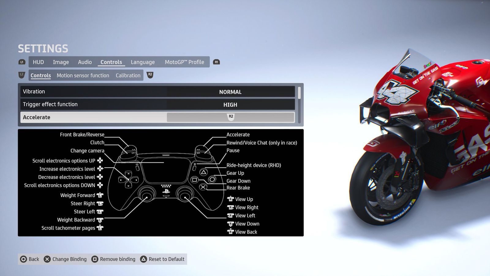 MotoGP 23 controller settings control button layout