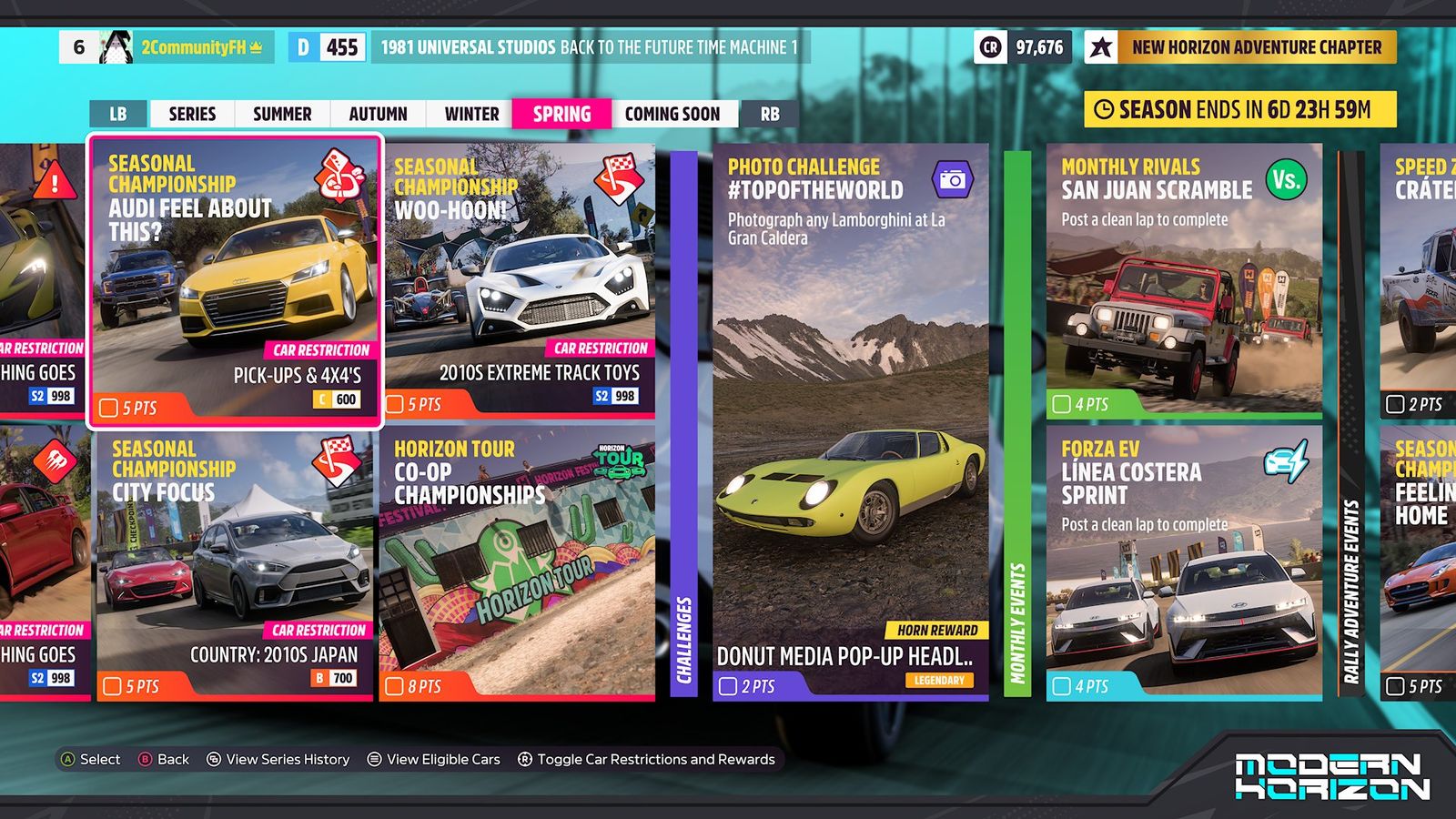 Forza Horizon 5 Modern Horizons Spring Festival Playlist: Reward cars, Photo Challenge