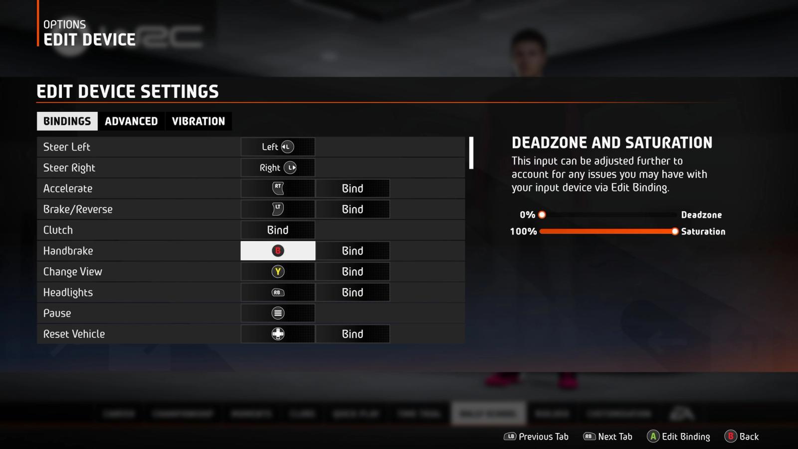 EA Sports WRC change controller settings