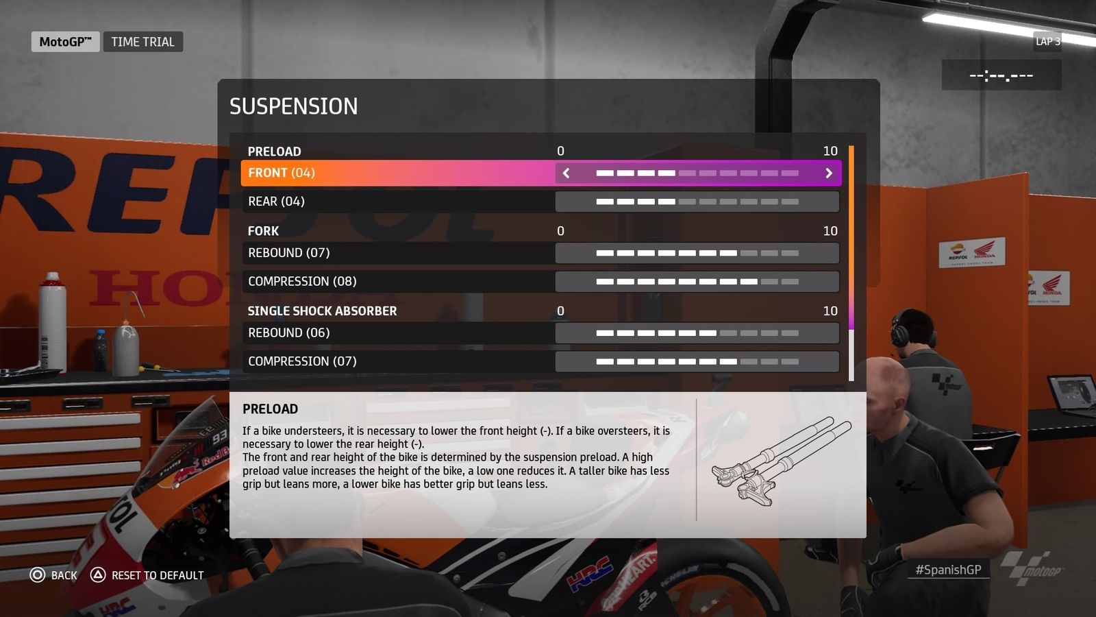 MotoGP™20 Suspension setup Spain