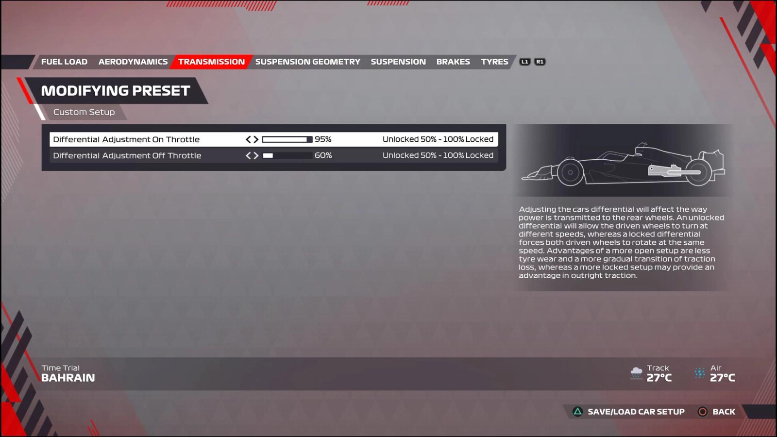 F1 22 Transmission Bahrain wet setup