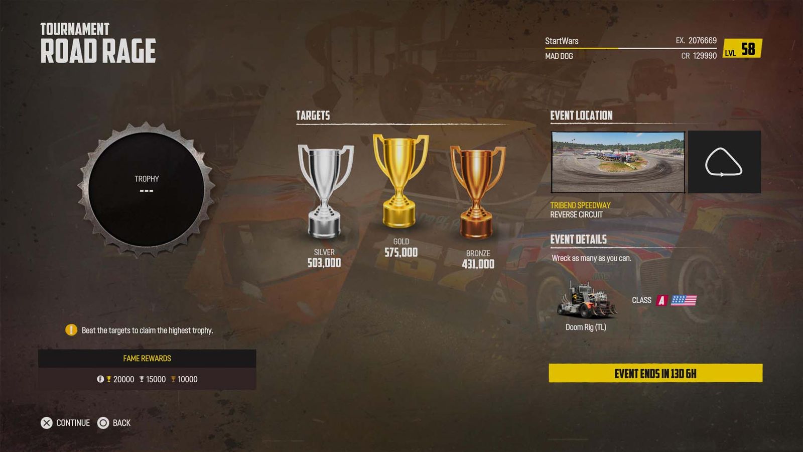 Wreckfest Solo Tournament Demolition Race