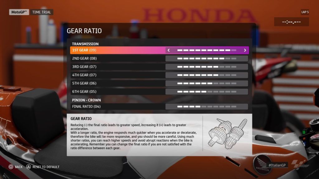 MotoGP™20 Gear ratio setup Italy 