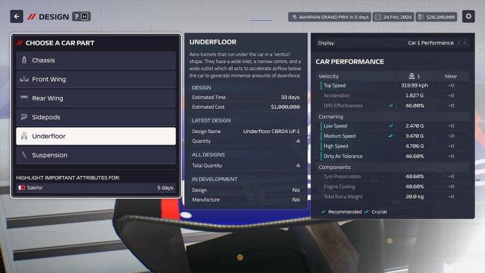 F1 Manager 2024 Car Development Guide