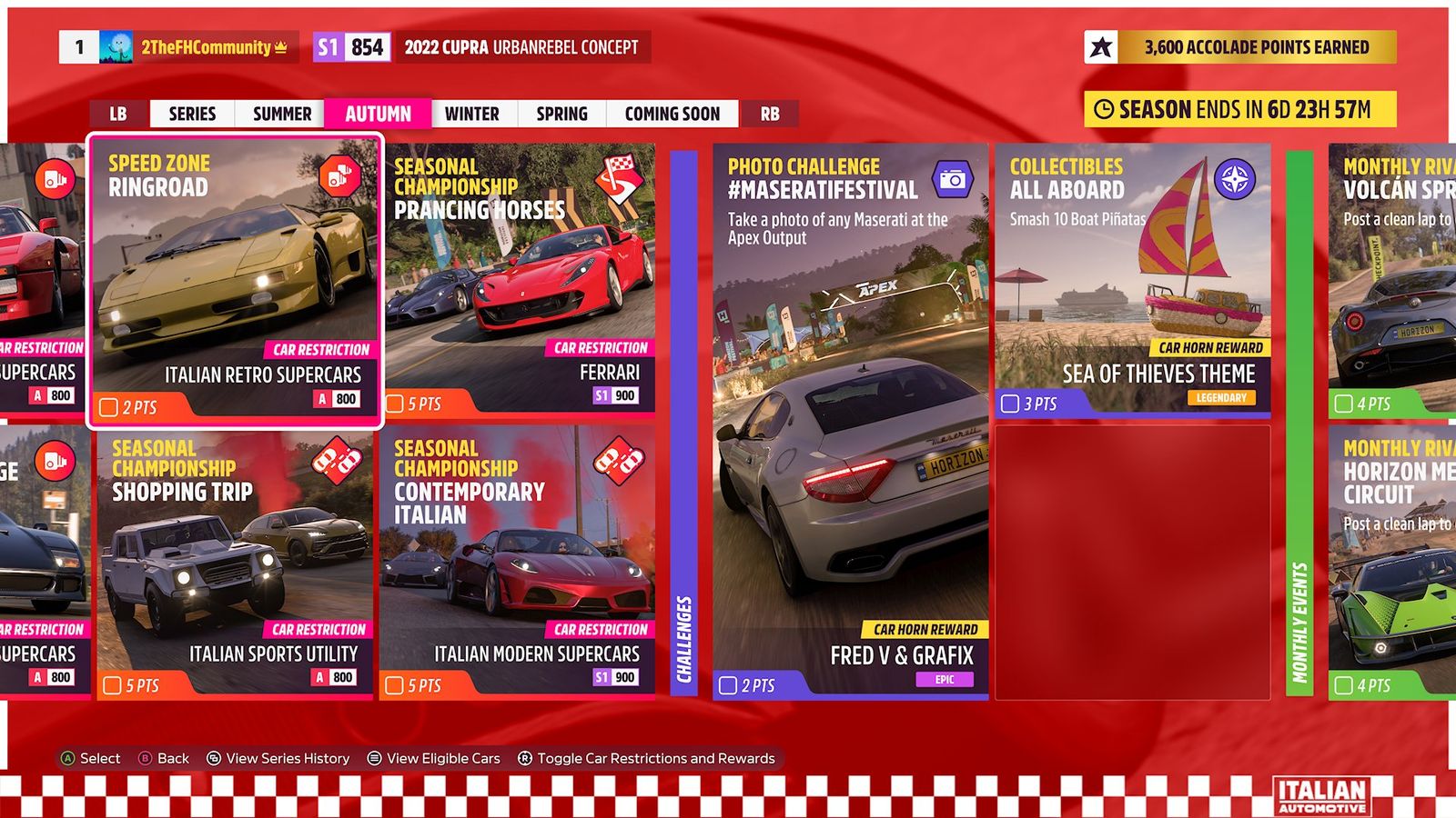 Forza Horizon 5 Italian Automotive Autumn festival playlist