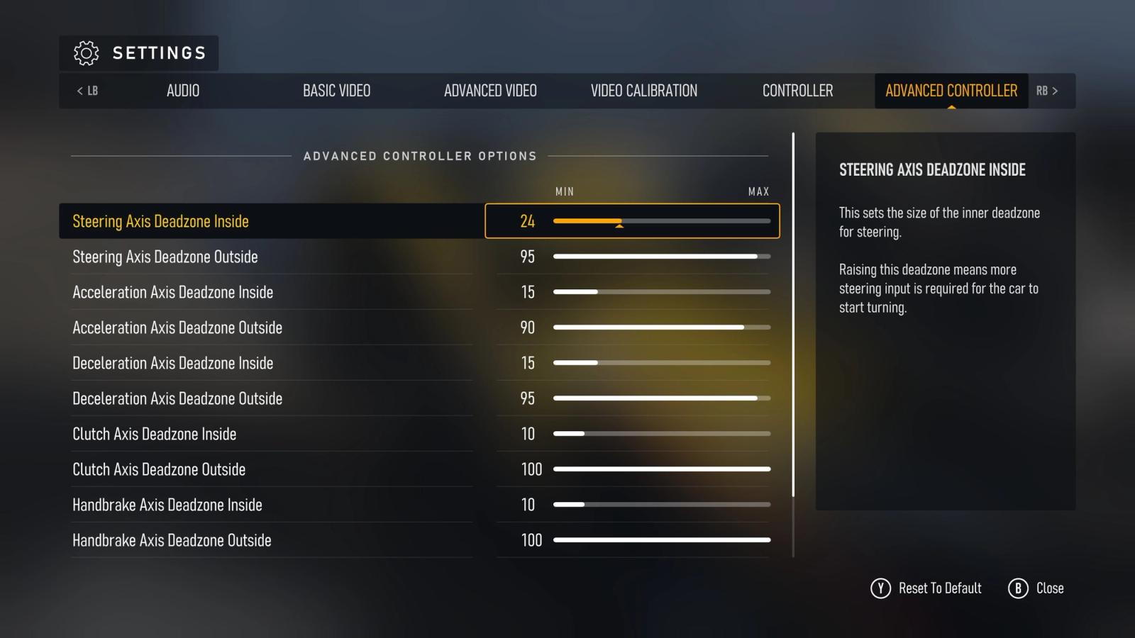 Forza Motorsport advanced controller settings