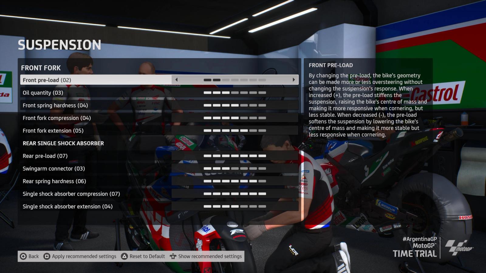 MotoGP 23 Argentina Setup Suspension