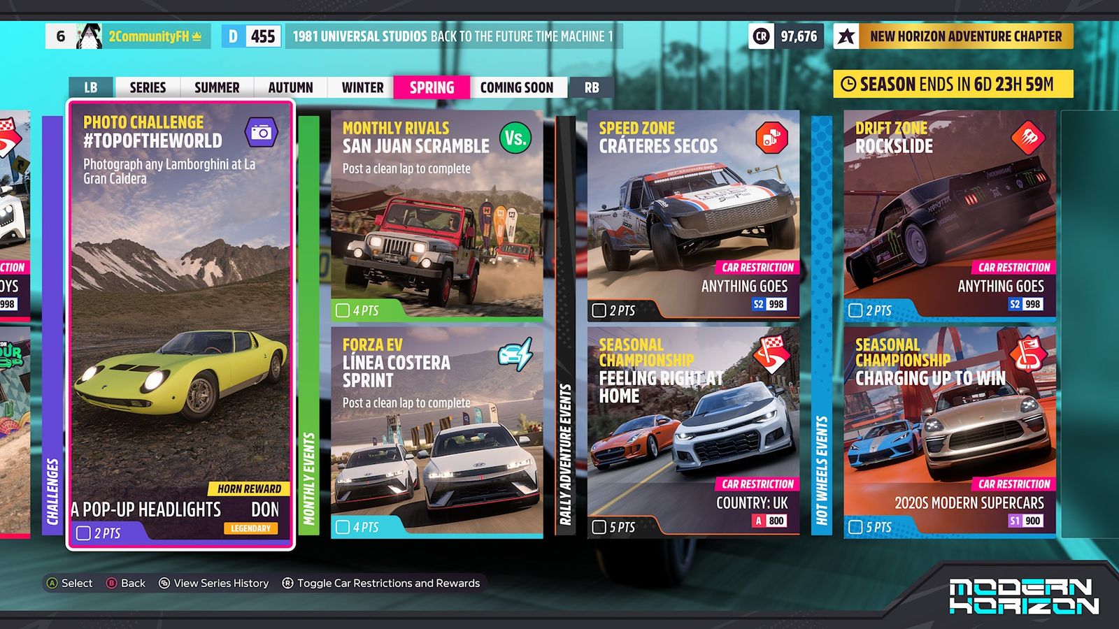 Forza Horizon 5 Modern Horizons Spring Festival Playlist: Reward cars, Photo Challenge