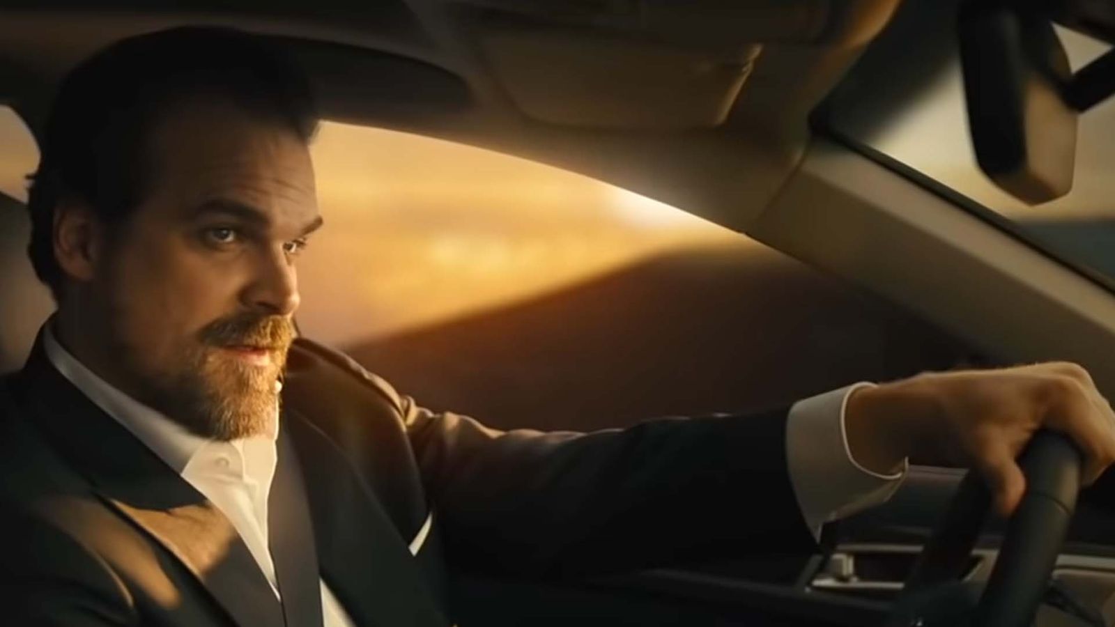 David Harbour driving Tide Super Bowl commercial