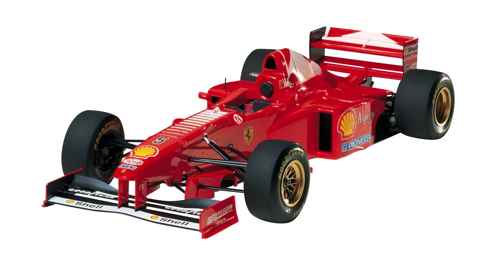 Ferrari F310B 1996 product image of a red F1 car model with Shell branding.