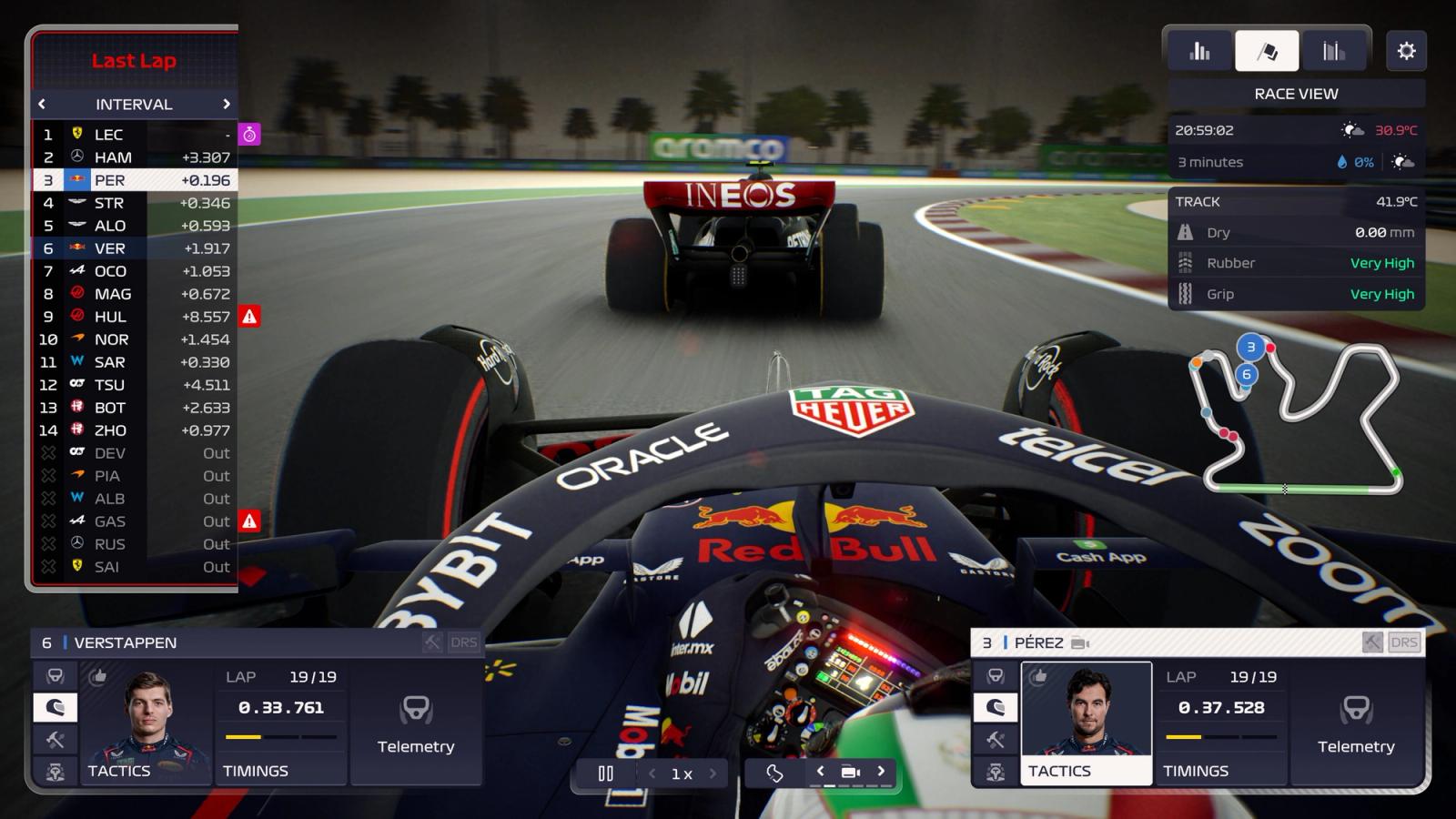 F1 Manager 2023 Red Bull chasing Mercedes in Qatar