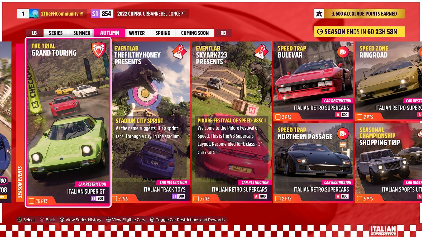 Forza Horizon 5 Italian Automotive Autumn festival playlist