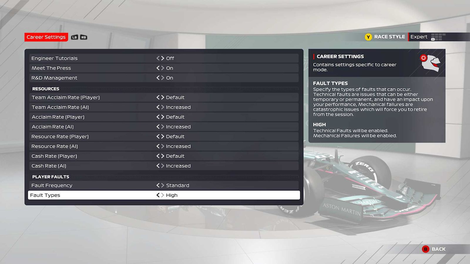 F1 2021 expert race style