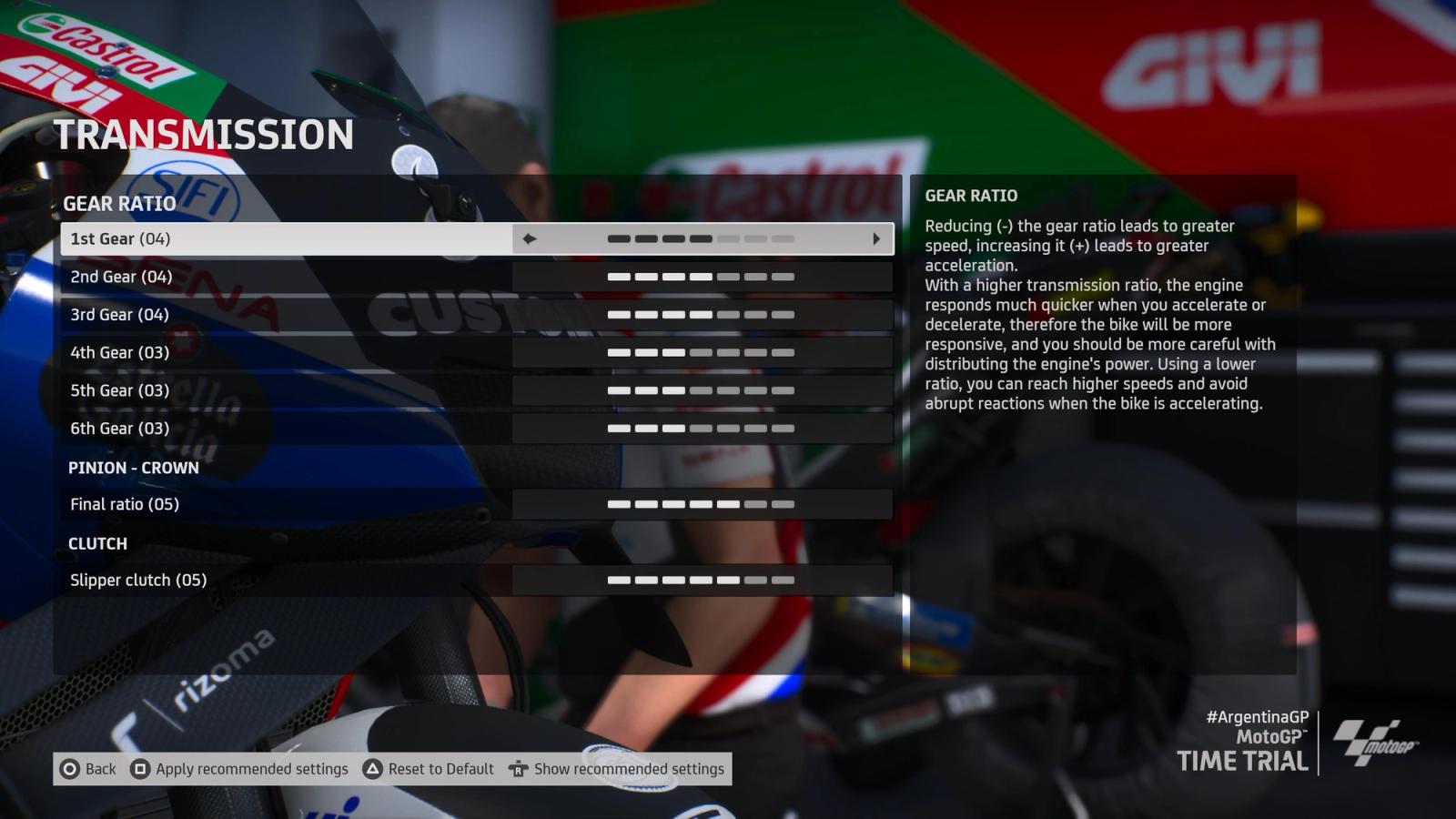 MotoGP 23 Argentina Setup Transmission