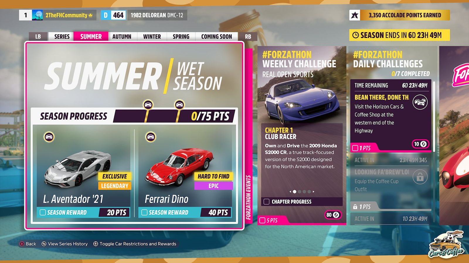 Forza Horizon 5 Cars and Coffee Summer Festival Playlist: Reward cars, Treasure Hunt, Photo Challenge