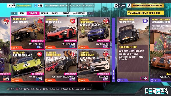 Forza Horizon 5 Modern Horizons Summer Festival Playlist: Reward cars, Treasure Hunt, Photo Challenge