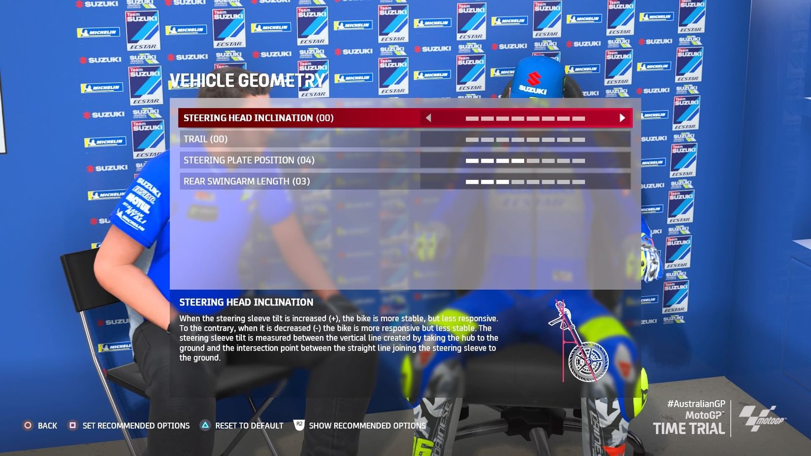 MotoGP 21 Philip Island Australia GP setup vehicle geometry