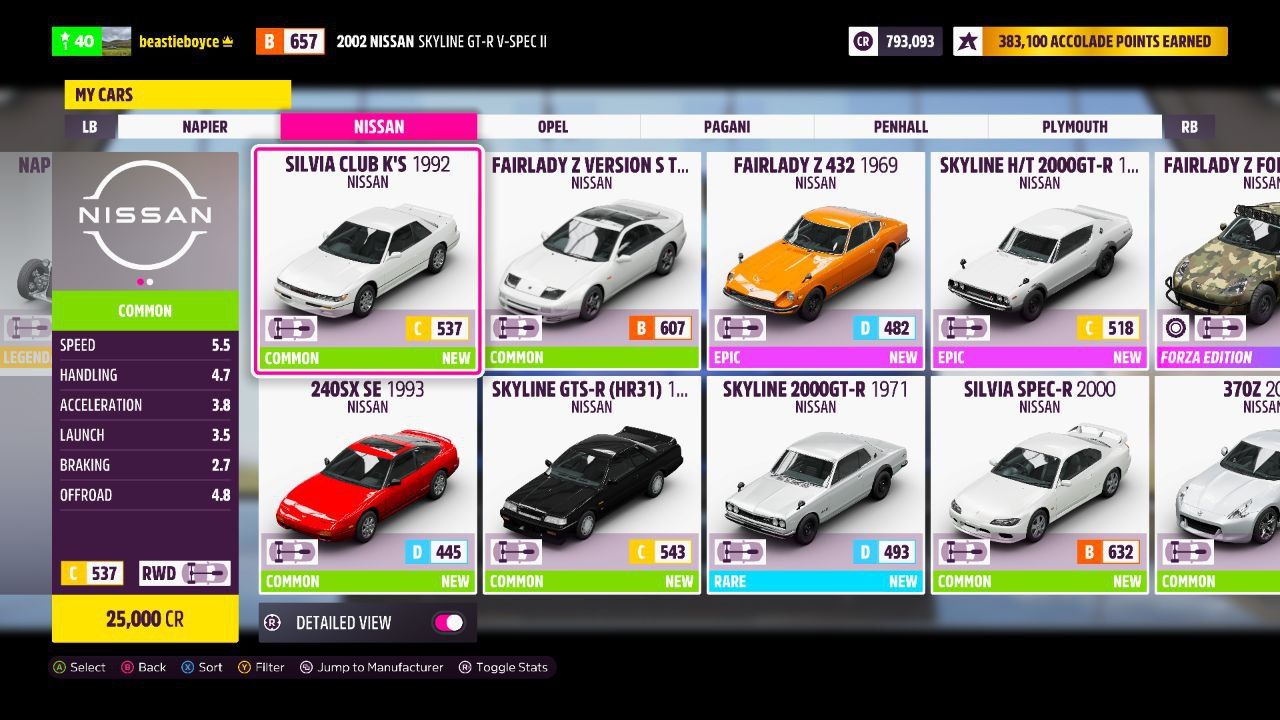 fh5 car selection nissan