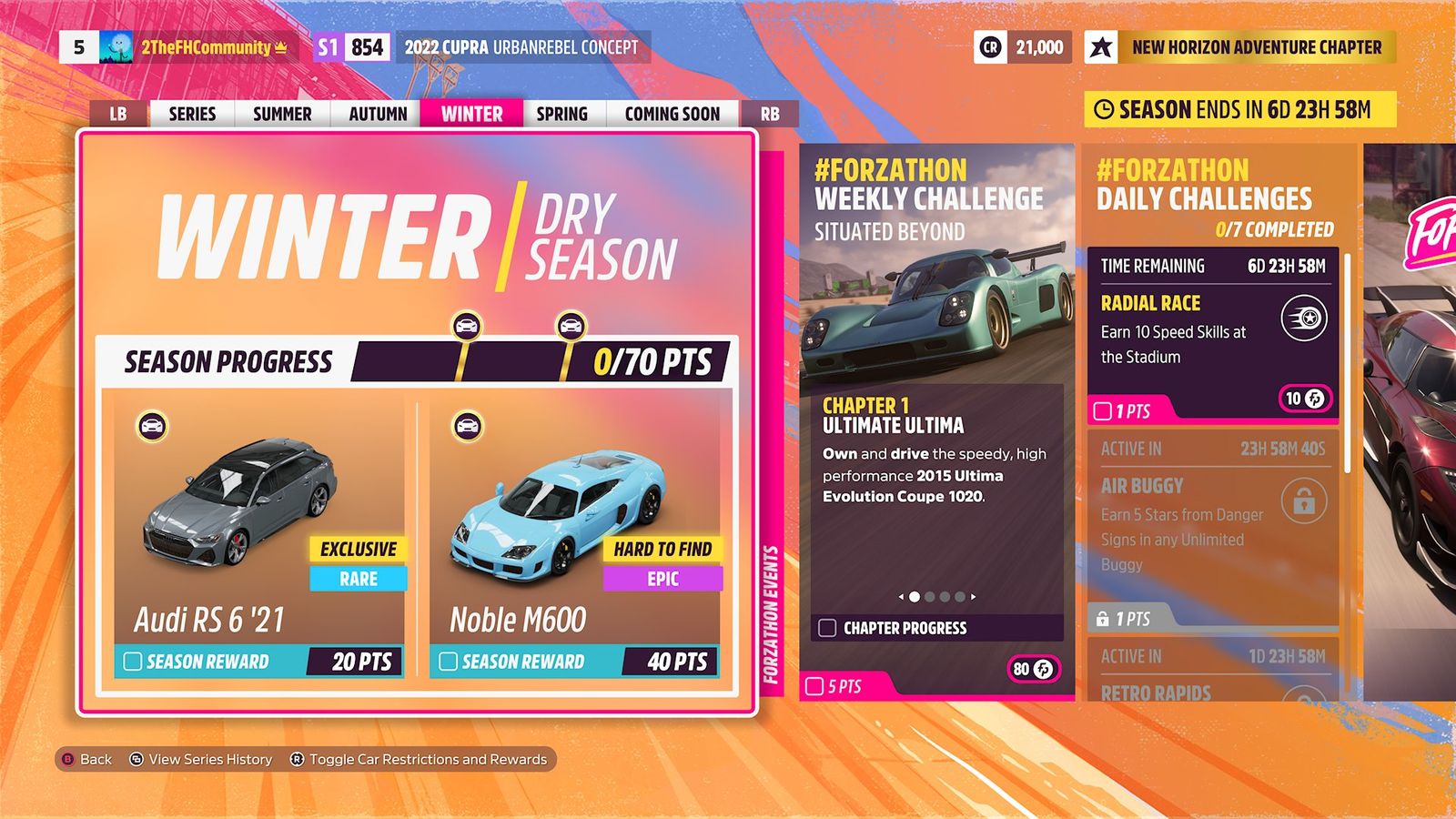 High Performance Winter Seasonal Progress cars