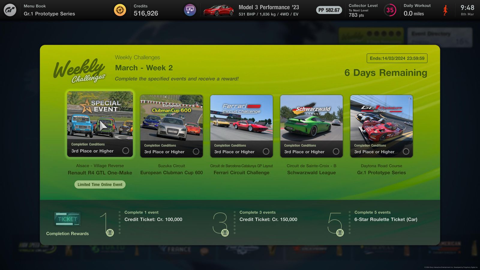 Gran Turismo 7 Weekly Challenges March Week 2 events