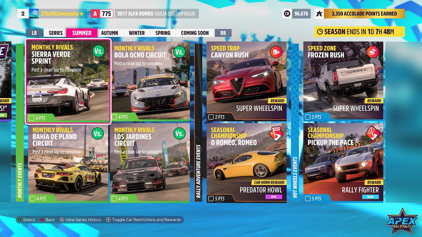 Forza Horizon 5 Apex Allstars Summer playlist